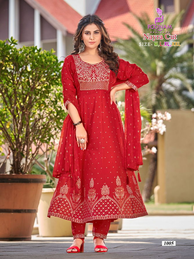 Nayra Cut Poonam Rayon Wedding Wear Wholesale Designer Salwar Suits